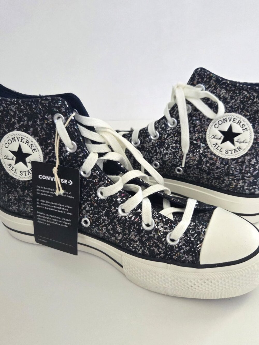 Converse Chuck Taylor AS Lift Platform W8.5 High Top Black Glitter Into the Void